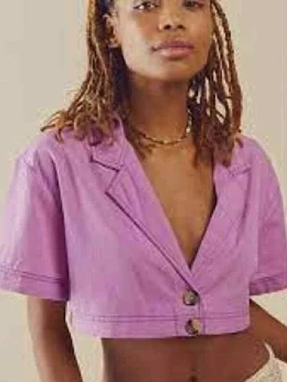 FREE PEOPLE HONEYDEW BUTTON FRONT BOXY CROP TOP